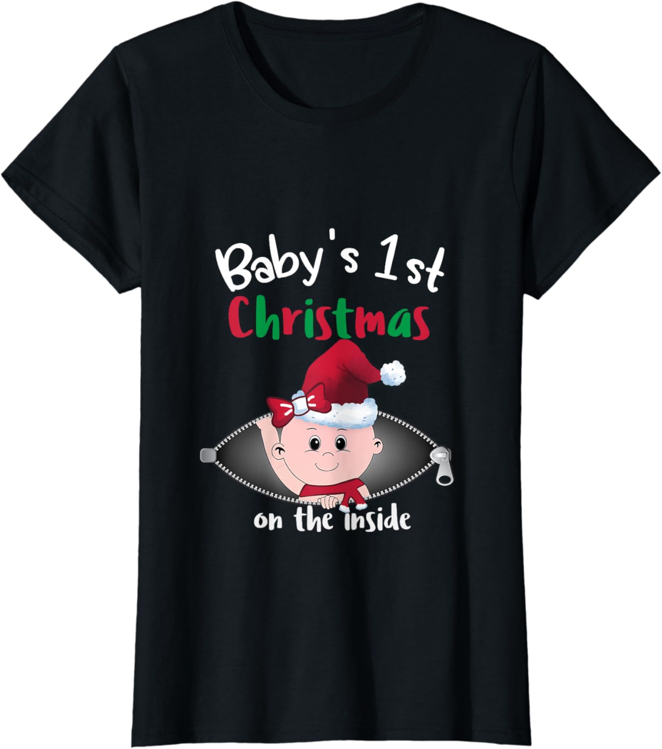 Pregnant Christmas TShirt for Women Funny Baby Girl Santa Amazon.co Pregnant Christmas Shirt
